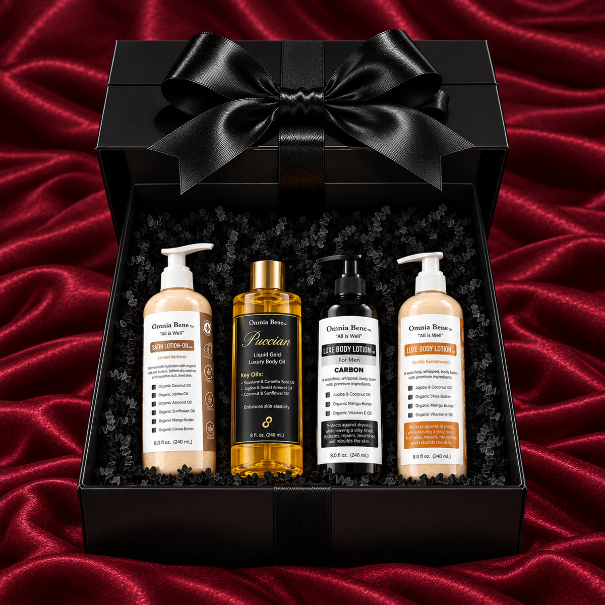 Premium Medium Black on Black | Medium-Large Glossy Magnetic Gift Box