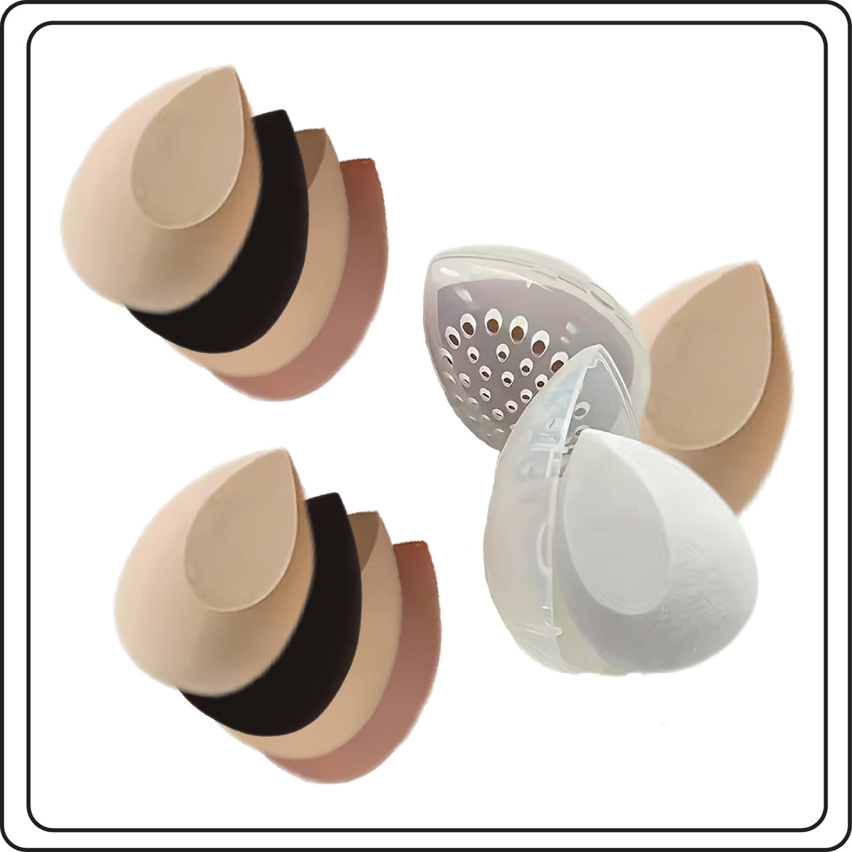 Makeup Sponges Set with protective cases for flawless blending