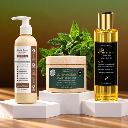 The Radiance Set-Body Scrub|Body Lotion-Oil| Liquid Gold Body Oil