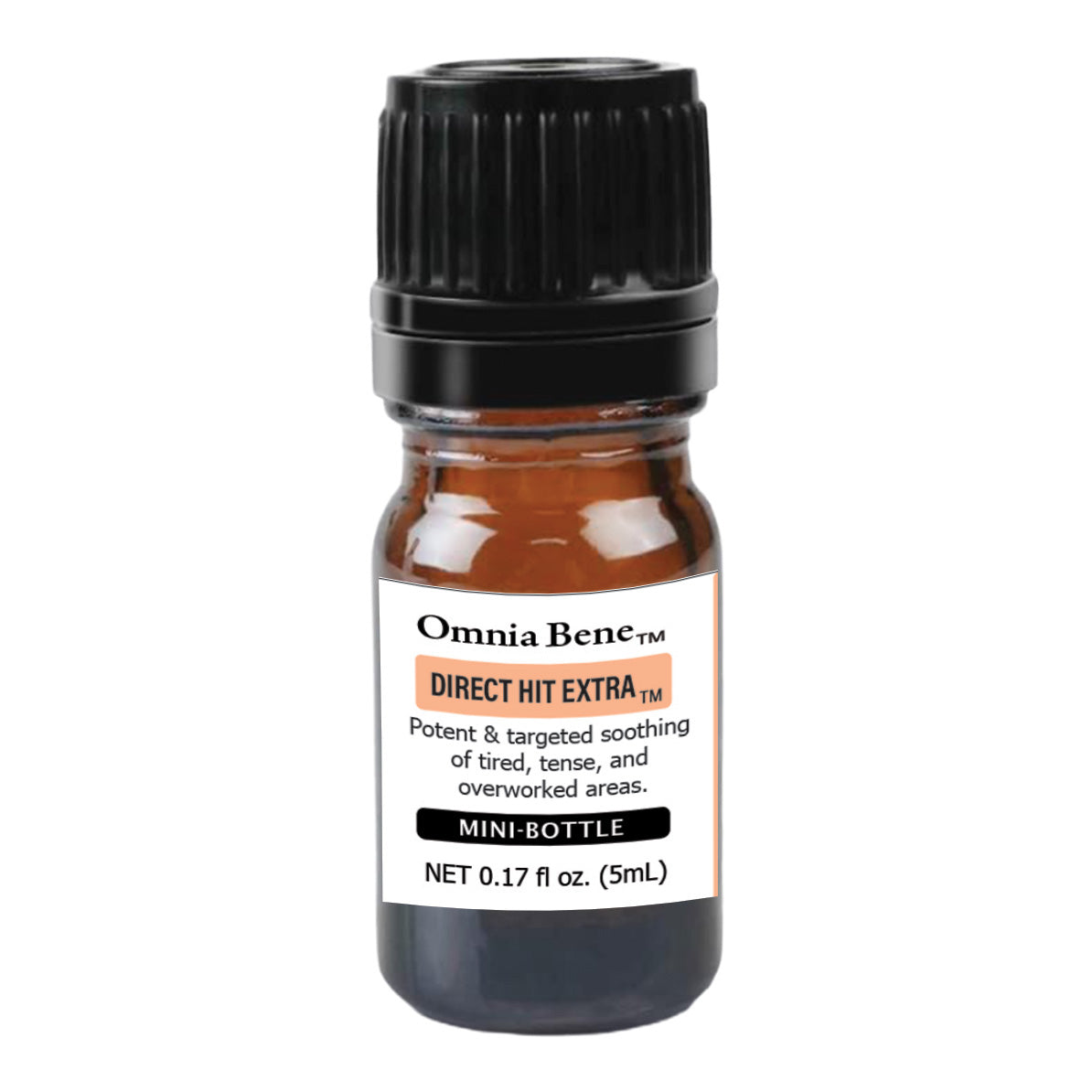 Mini bottle of Omnia Bene Direct Hit Extra on a white background