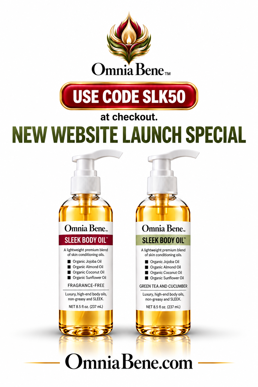 Promotion | SLEEK Body Oil | Buy 1 get 1 at 50% off