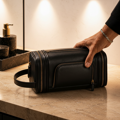 Puccian Nappa Leather Travel Dopp Kit