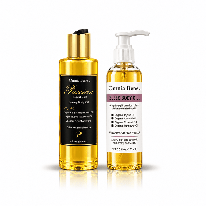 Puccian Liquid Gold Body Oil vs SLEEK Body Oil | What-When-Why | Omnia Bene