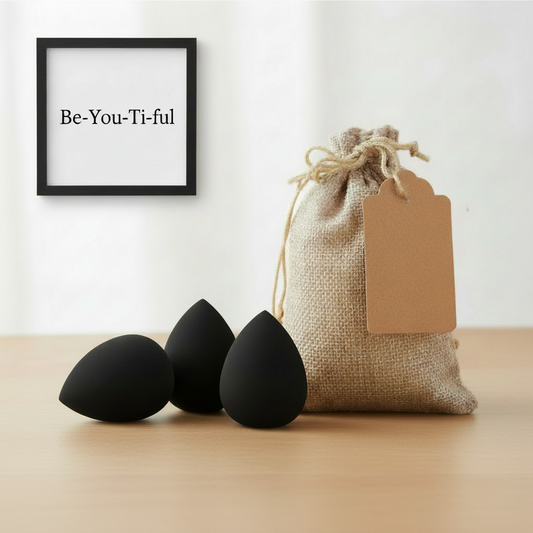 Set of Makeup Sponges & one Burlap Storage Bag