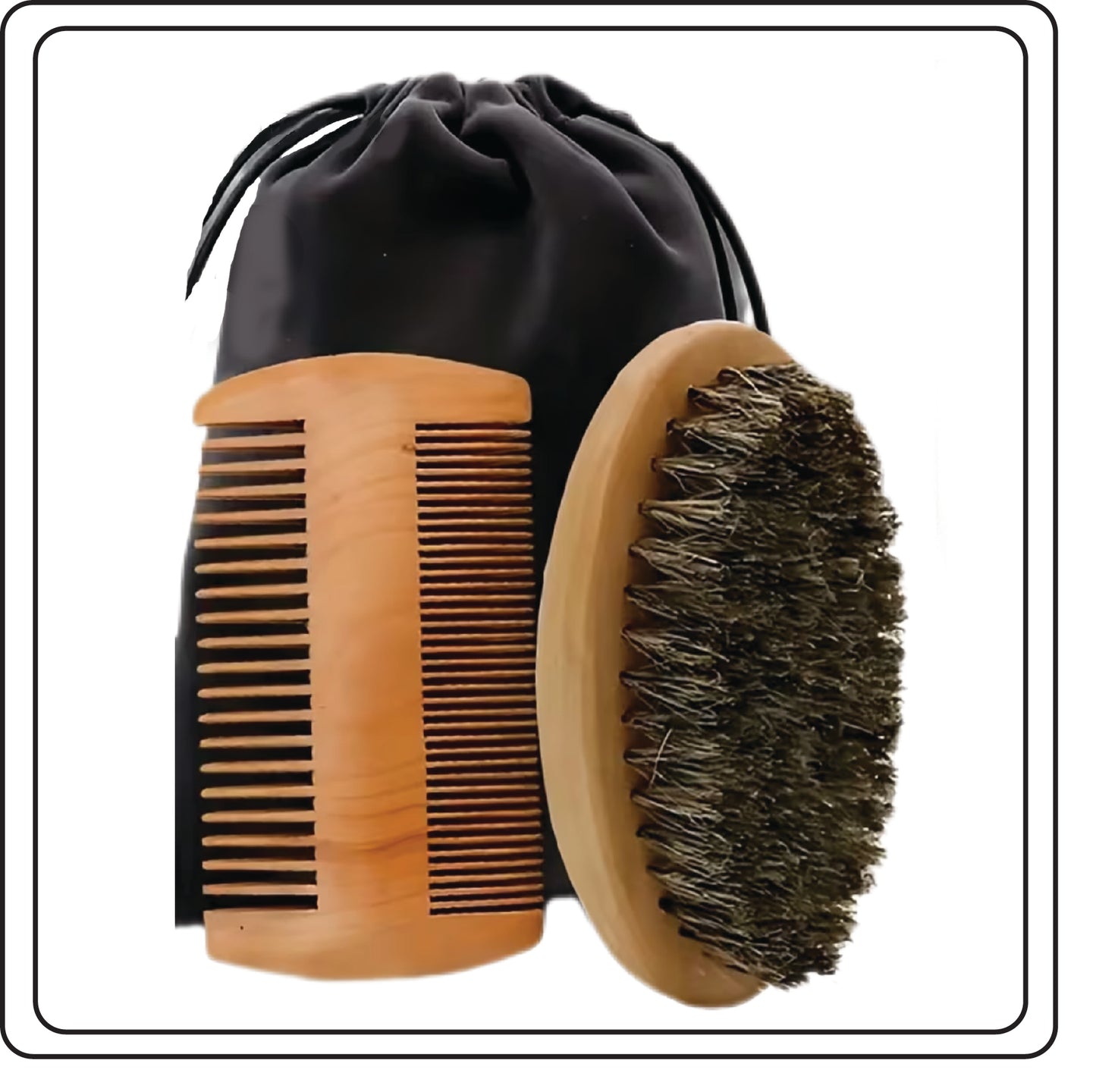 Set | Wooden Beard Brush & Comb