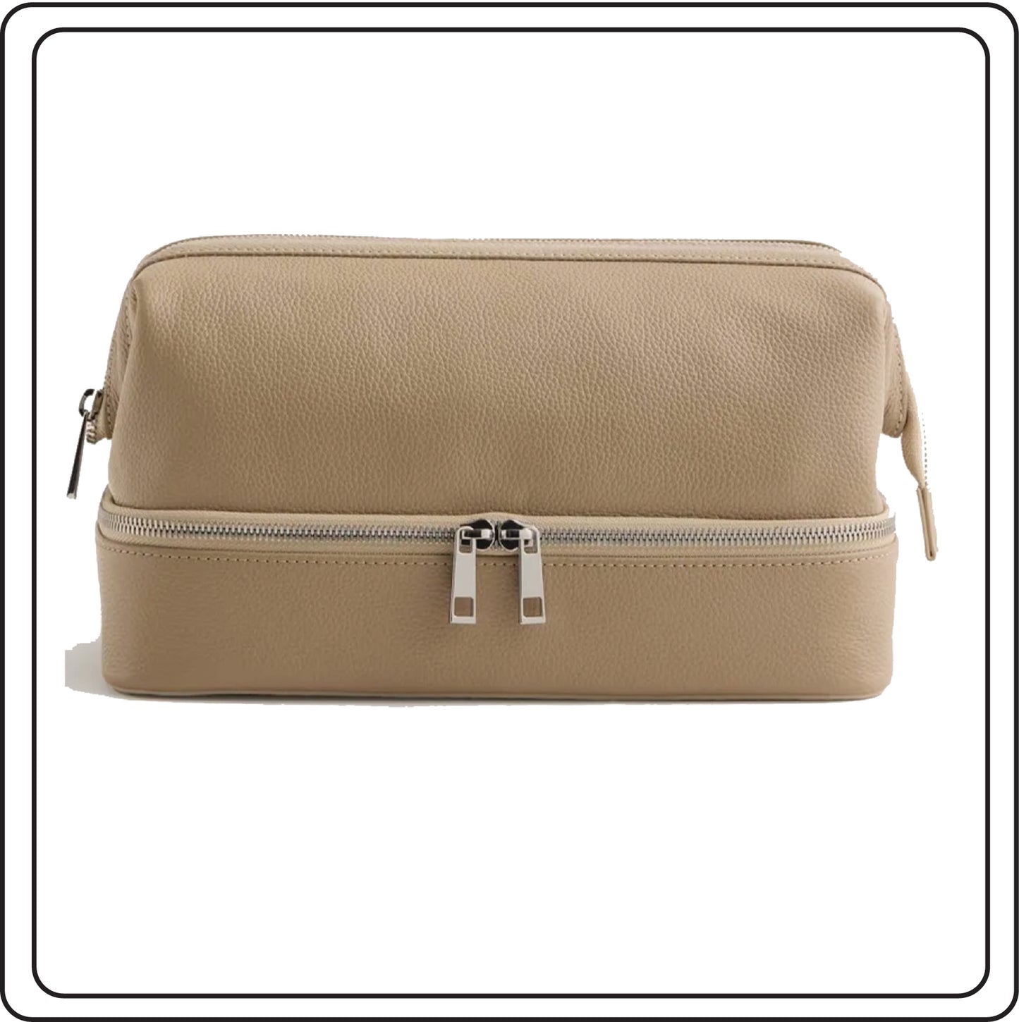 Puccian beige leather travel case on white background