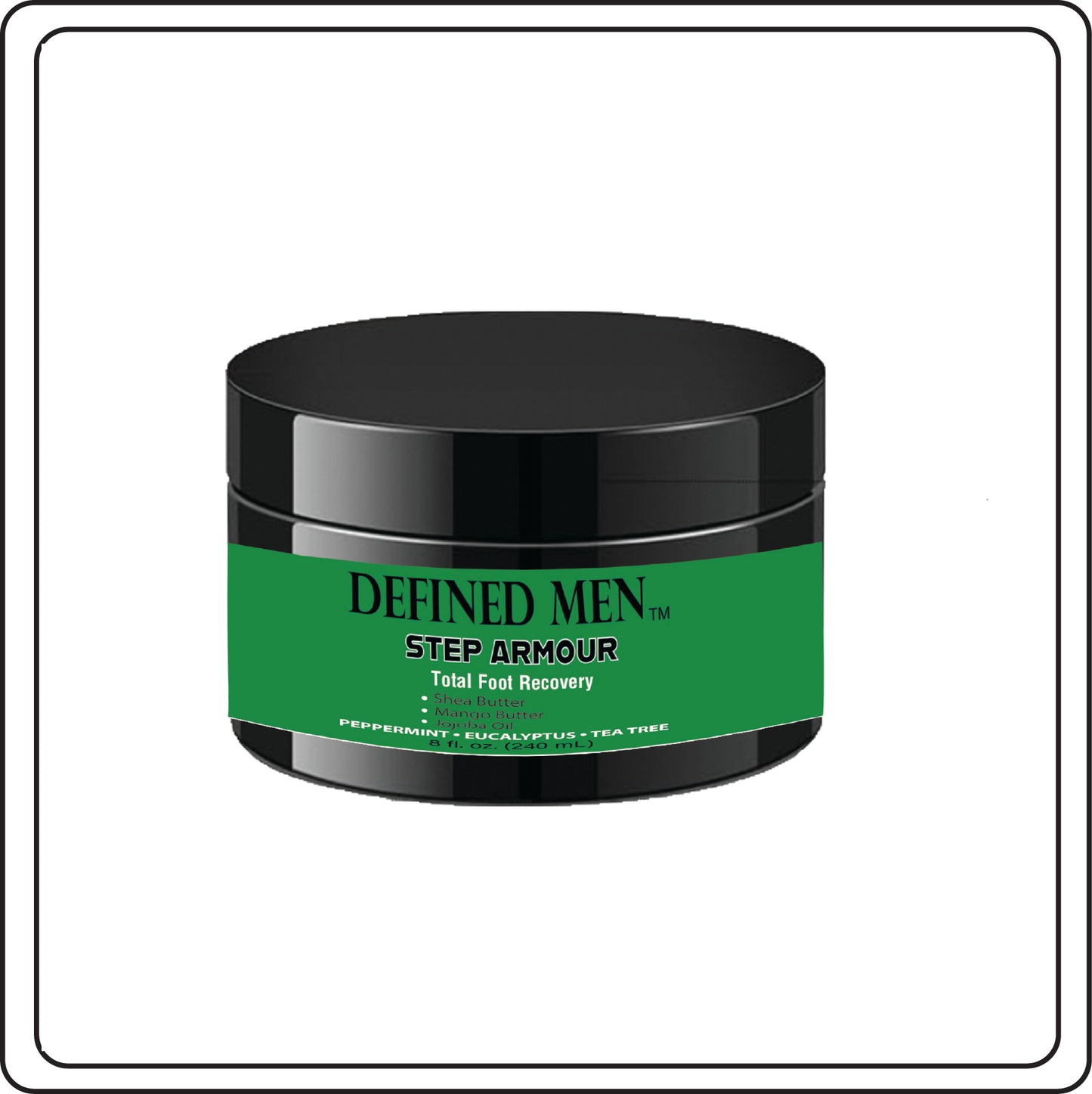 Black container Men's Step Armor Callous Treatment Peppermint-Eucalyptus with Green Label.