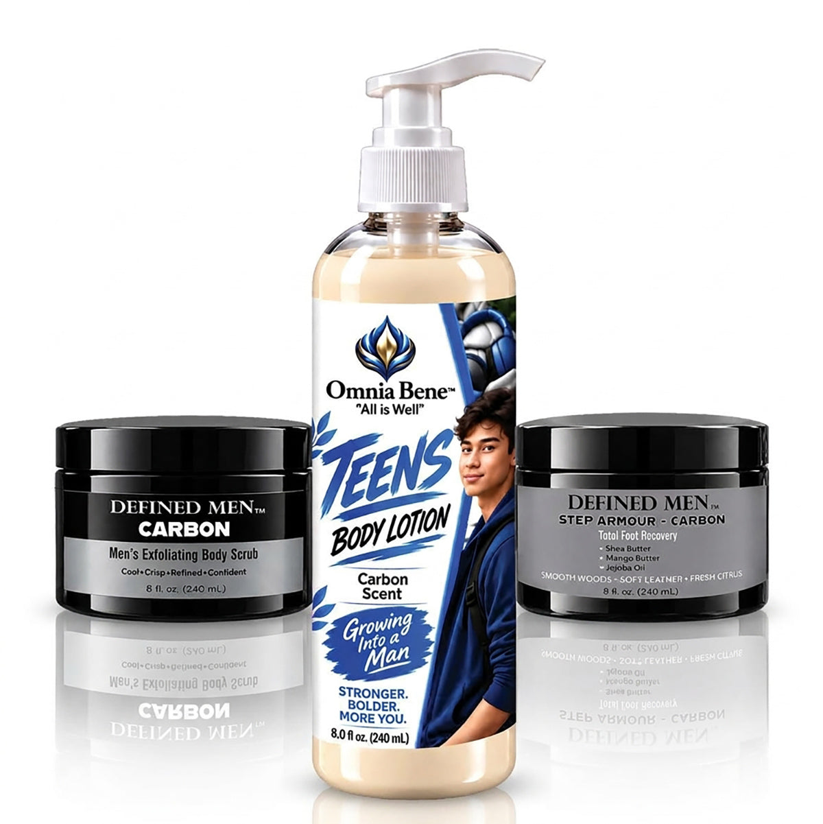 TEEN Boy | Young Adult Carbon Scented Three Product Skin Smoothing Promo Set