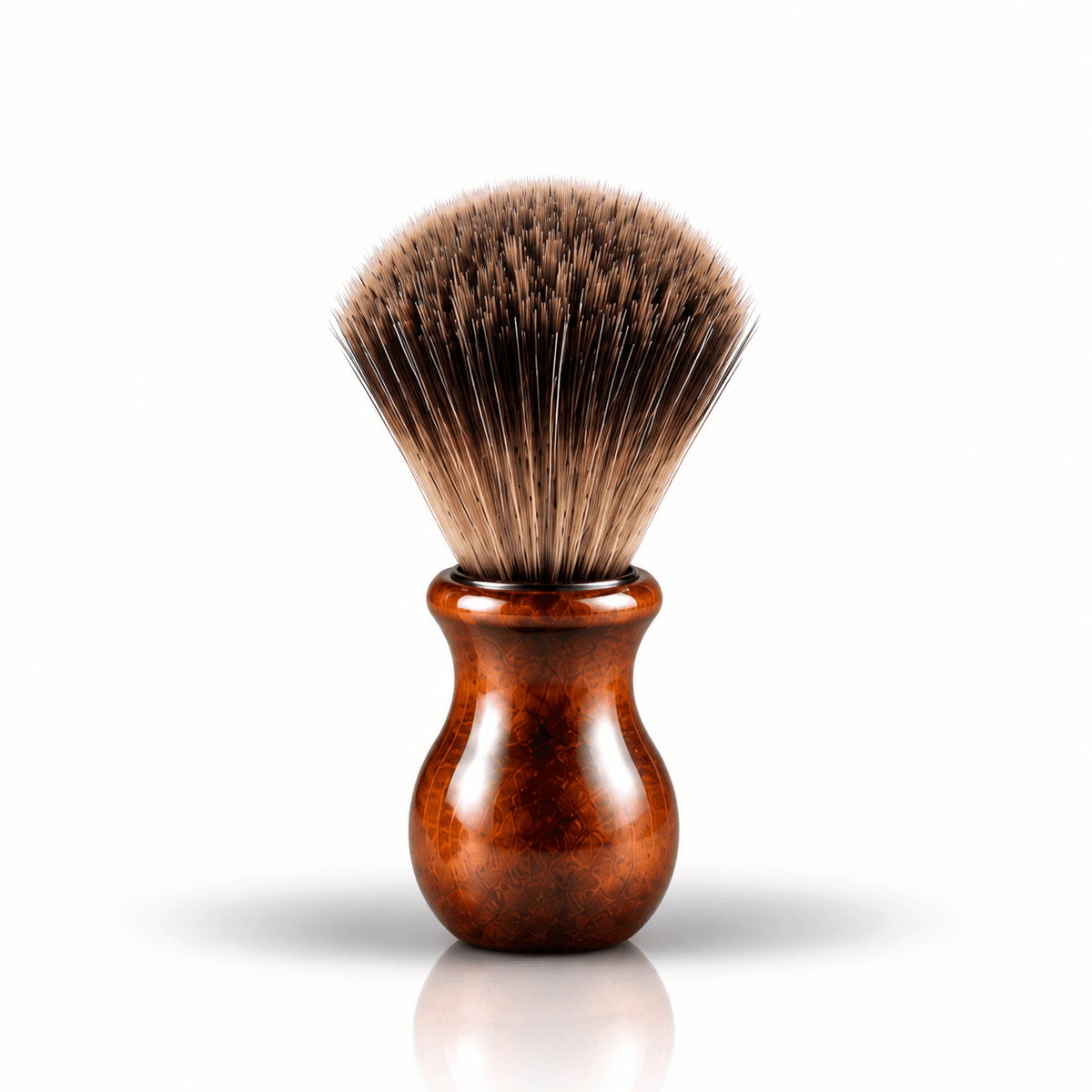 Omnia Bene Heritage shave cream brush with a dense, soft knot and polished wood handle.